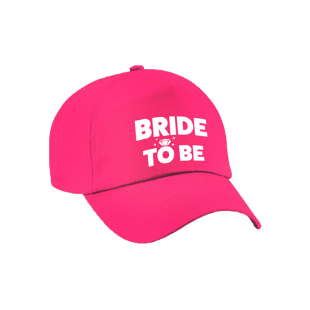 Vrijgezellenfeest dames petjes pakket - 1x Bride to Be roze + 5x Bride Squad zwart