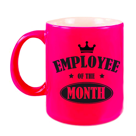 1x stuks collega cadeau mok / beker neon roze employee of the month