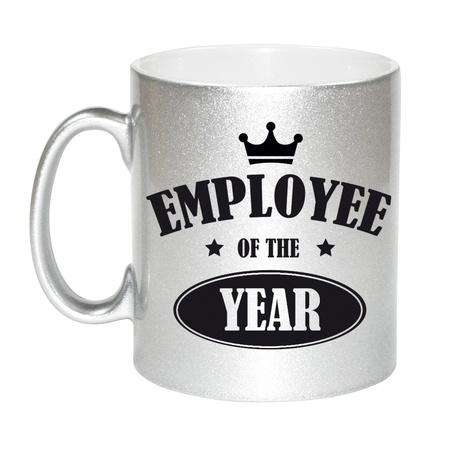 1x pieces colleagues gift mug silver employee of the year 330 ml