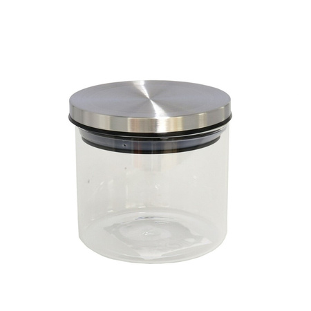 1x Transparant storage tins/jars glass 450 ml