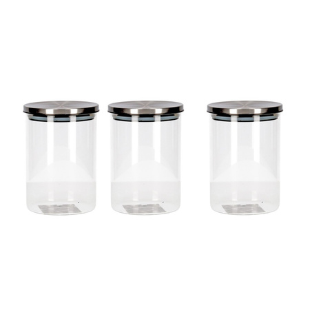 1x Transparant storage tins/jars glass 650 ml