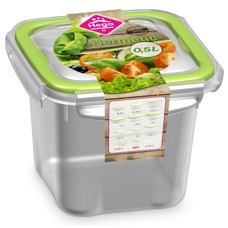 3x Storage/food box 0.25, 0.5 and 0.75 liters transparent/green