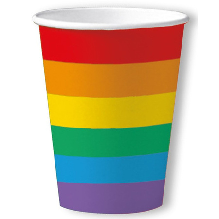 20x Gay pride thema bekertjes regenboog 200 ml