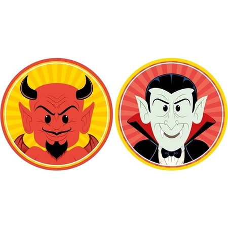 20x Halloween onderzetters duivel en vampier/Dracula