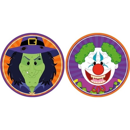 20x Halloween coasters witch and horror clown