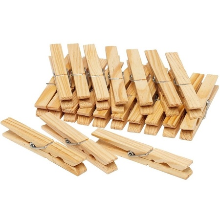Wasknijperzak met karabijn incl. 100 houten wasknijpers
