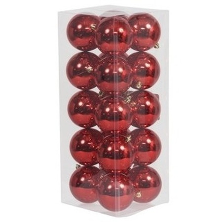 Kerstversiering kunststof kerstballen rood 6 en 8 cm pakket van 56x stuks