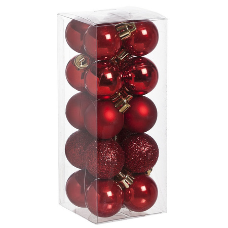 Set van 40x stuks kunststof kerstballen mix zwart en rood 3 cm