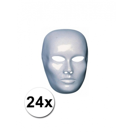 24 witte blanco maskers heren gezicht
