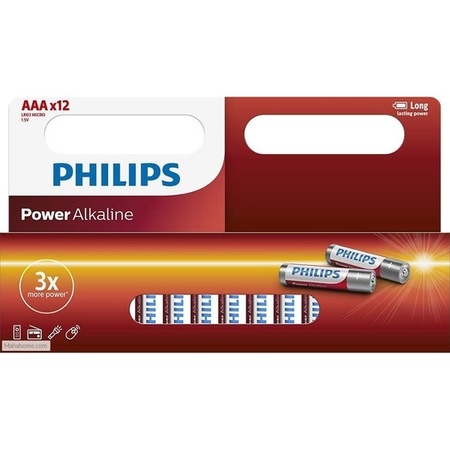 24x Philips AAA batteries power alkaline