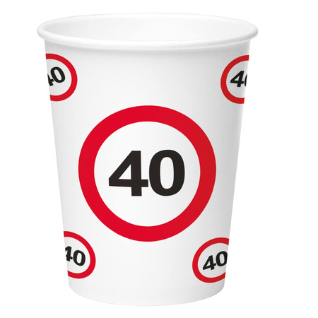 24x stuks drinkbekers van papier in 40 jaar verjaardag thema 350 ml