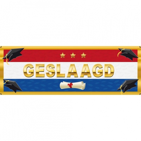 25x stuks stickers Geslaagd Nederlandse vlag 19,6 x 6,5 cm