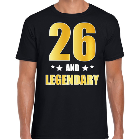 26 and legendary verjaardag cadeau t-shirt goud 26 jaar zwart voor heren