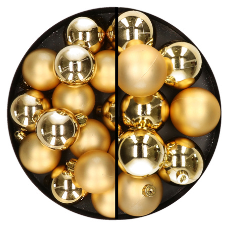 28x stuks kunststof kerstballen goud 4 en 6 cm