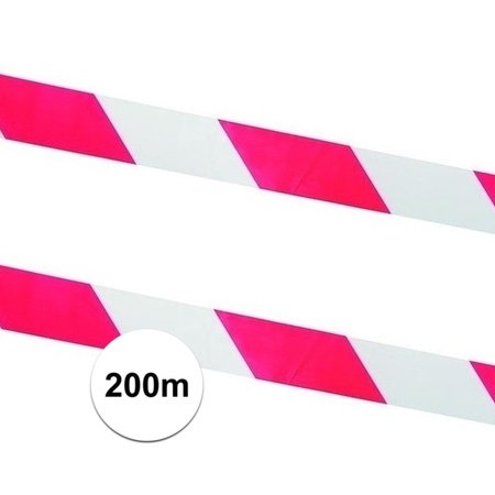 2x Afzetlinten / markeringslinten rood met wit 100 meter
