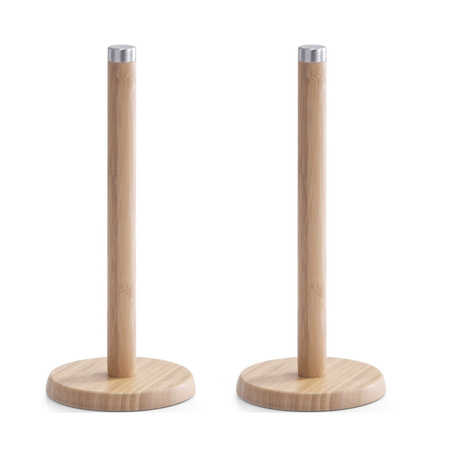 2x Bamboe houten keukenrolhouders rond 14 x 32 cm