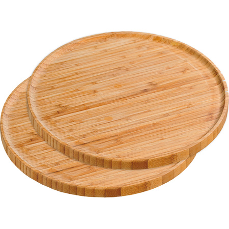 2x Bamboo wood serving platters/boards round 32 cm