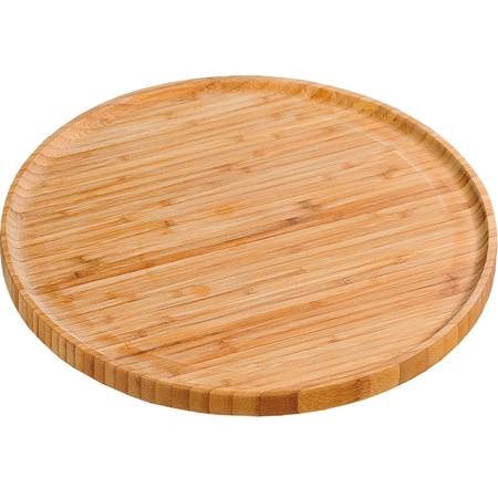 2x Bamboo wood serving platters/boards round 32 cm