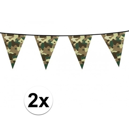 2x Camouflage vlaggenlijnen 6 meter