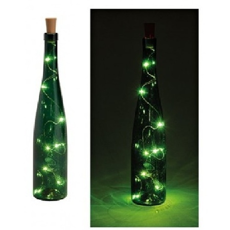 2x Flesverlichting LED lichtsnoer 2 meter met kurk voor wijnfles