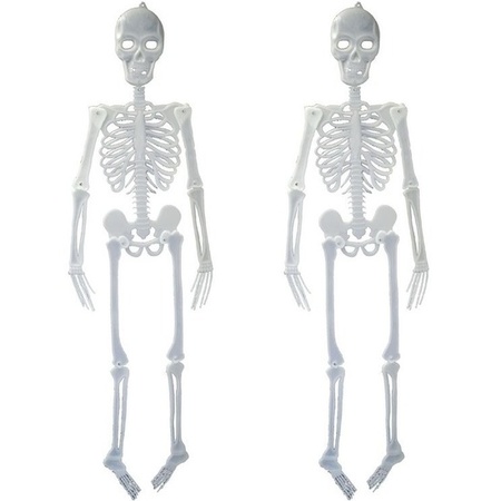 2x Glow in the dark hagend decoratie skelet 150 cm