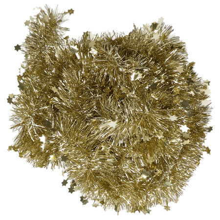 2x Christmas tree foil garlandwith star gold 270 cm