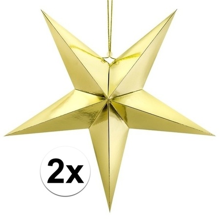 2x Gouden sterren 70 cm Kerst decoratie/versiering