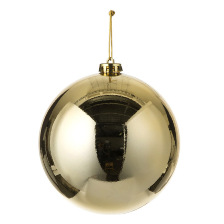 2x Grote kunststof kerstballen goud 15 cm