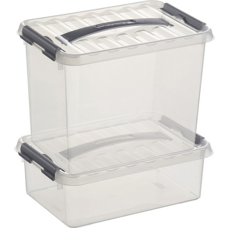 2x Storage boxes set 4 and 9 liters 30 cm plastic