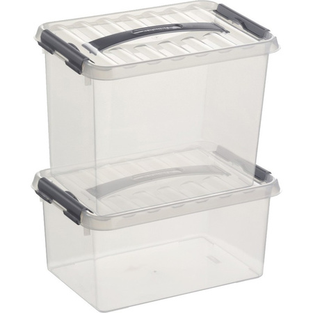 2x Storage boxes set 6 and 9 liters 30 cm plastic