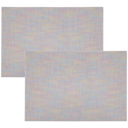 2x Rechthoekige placemats metallic pasteltinten geweven 30 x 45 cm