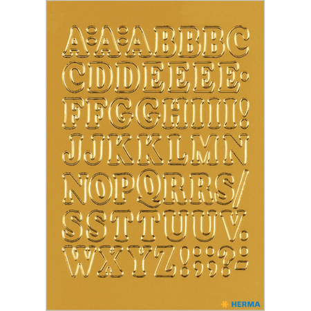 2x Stickervellen 54x plak letters alfabet A-Z goud/folie 12 mm