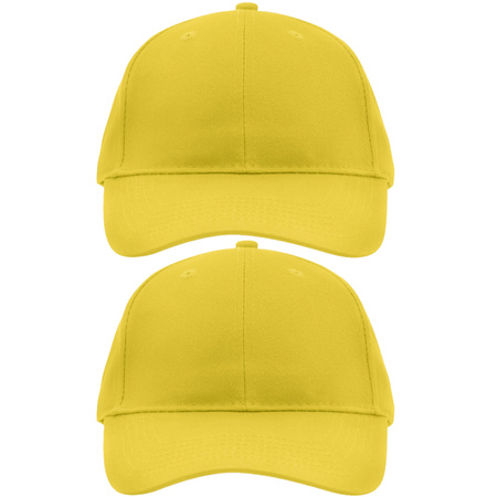 2x stuks 6-panel baseball gele caps voor volwassenen