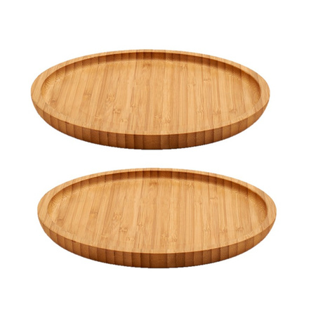 2x stuks bamboe houten broodplanken/serveerplanken/hamplanken rond 20 cm