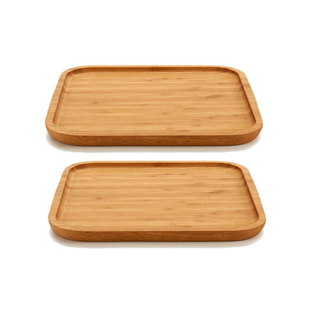 2x stuks bamboe houten broodplanken/serveerplanken vierkant 25 cm
