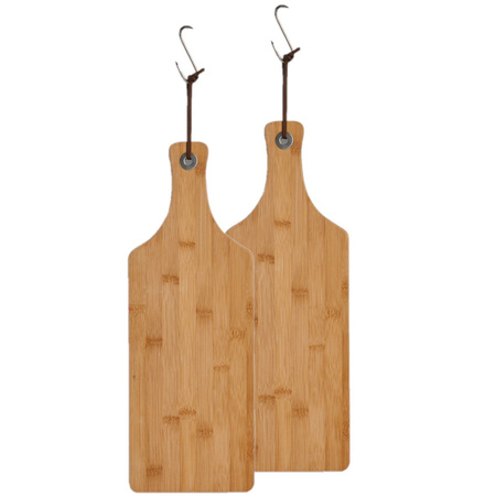2x stuks bamboe houten snijplanken/serveerplanken met handvat 44 x 16 cm