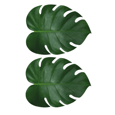 2x pieces placemats leaf shape green vinyl 34 x 44 cm