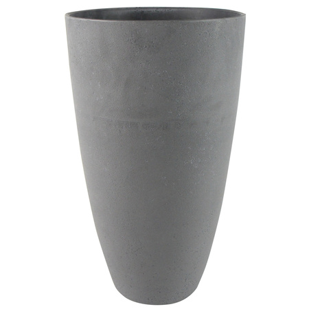 2x stuks bloempot/plantenpot vaas van gerecycled kunststof donkergrijs D29 en H50 cm