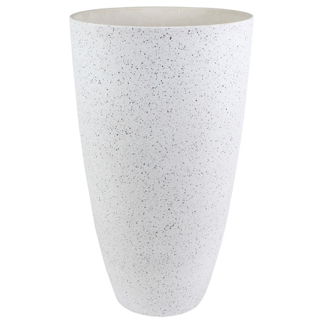 2x pieces flowerpot/plantpot vase plastic/stone powder white D29 and H50 cm