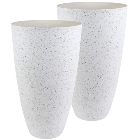 2x stuks bloempot/plantenpot vaas van gerecycled kunststof wit D29 en H50 cm