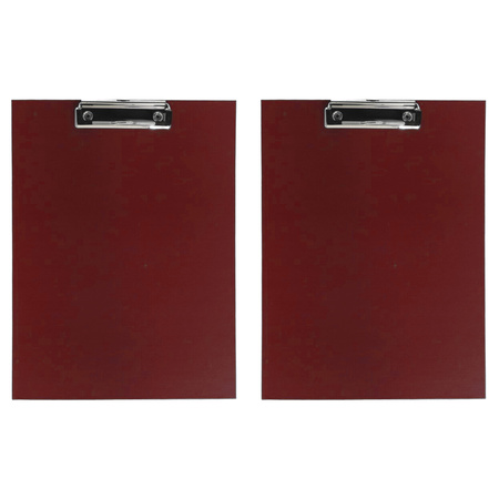 2x stuks clipboard/klembord rood A4 formaat 23 x 31 cm