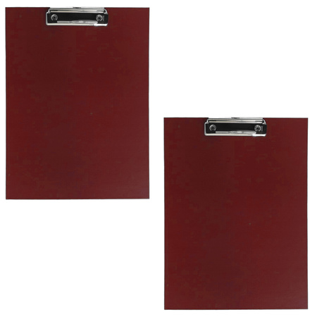 2x stuks clipboard/klembord rood A4 formaat 23 x 31 cm