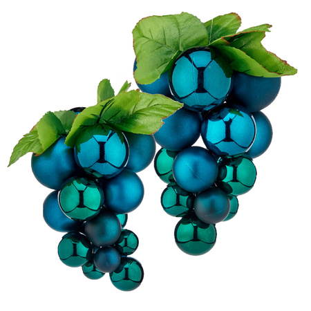 2x stuks decoratie druiventros blauw kunststof 20 en 25 cm