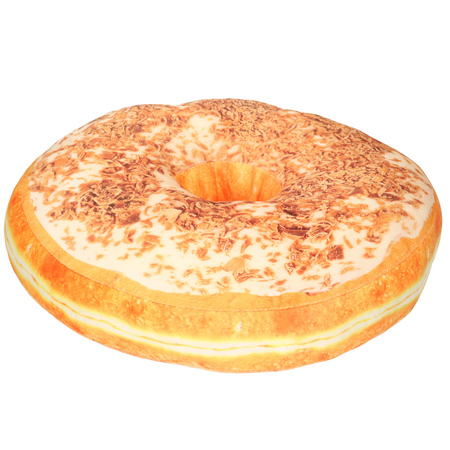 2x stuks donut sierkussen oranje met glazuur en cornflakes 40 cm