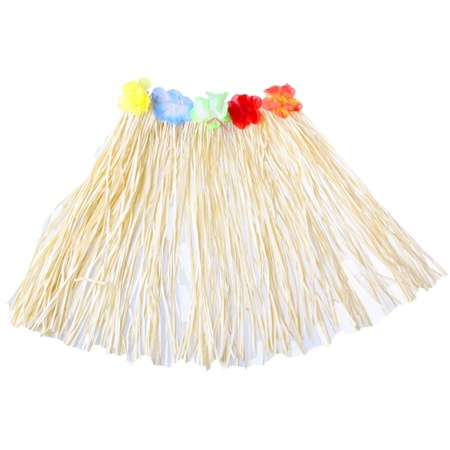 2x pieces hawaiian skirt sand color straw raffia 42 cm