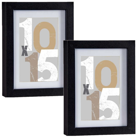 2x stuks houten fotolijst zwart geschikt voor een foto van 10 x 15 cm of 13 x 18 cm