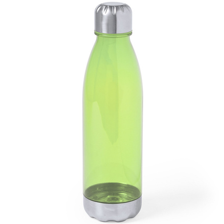 2x Pieces plastic water/drinking bottle transperent green with Ss cap 700 ml