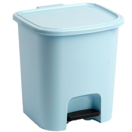 2x stuks lichtblauwe afvalemmers/vuilnisemmers/pedaalemmers 7.5 liter met deksel en pedaal