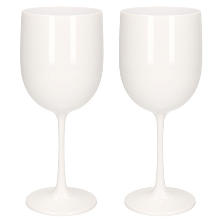 2x stuks onbreekbaar wijnglas wit kunststof 48 cl/480 ml