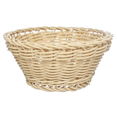 2x pieces round bread baskets beige plastic D15 x H7 cm
